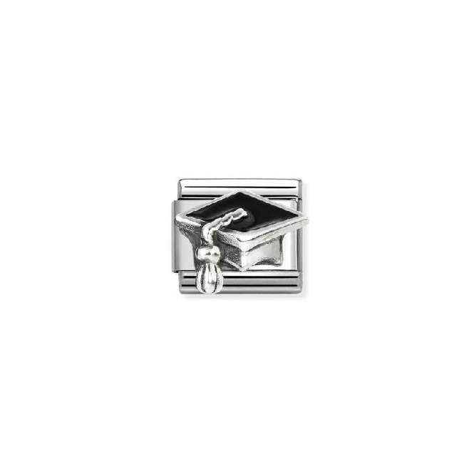 Classic Silver and Enamel Black Graduation Hat Graduation Charms