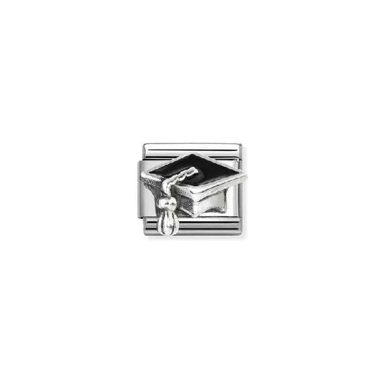 Classic Silver and Enamel Black Graduation Hat Graduation Charms