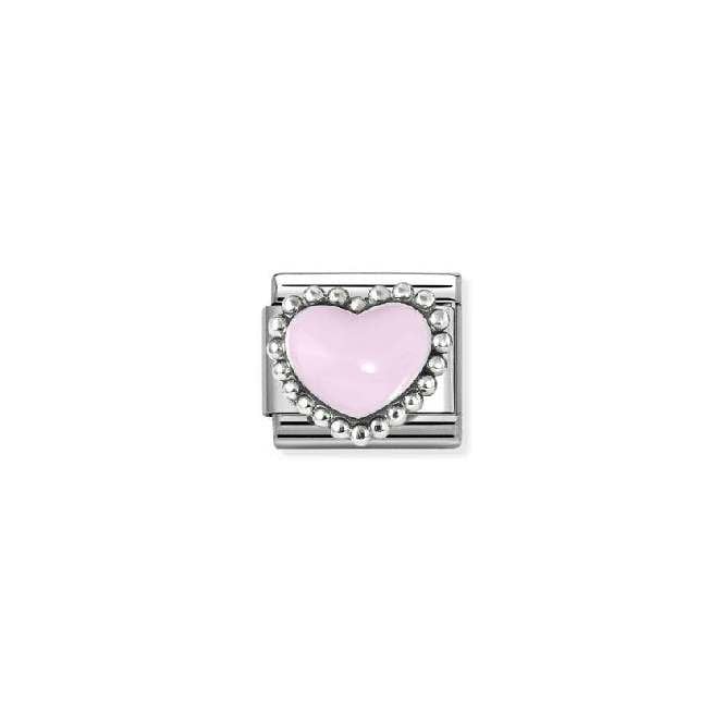 Classic Silver and Enamel Pastel Pink Raised Heart Love & Hearts Charms