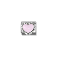 Classic Silver and Enamel Pastel Pink Raised Heart Love & Hearts Charms