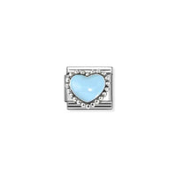 Classic Silver and Enamel Blue Raised Heart Love & Hearts Charms