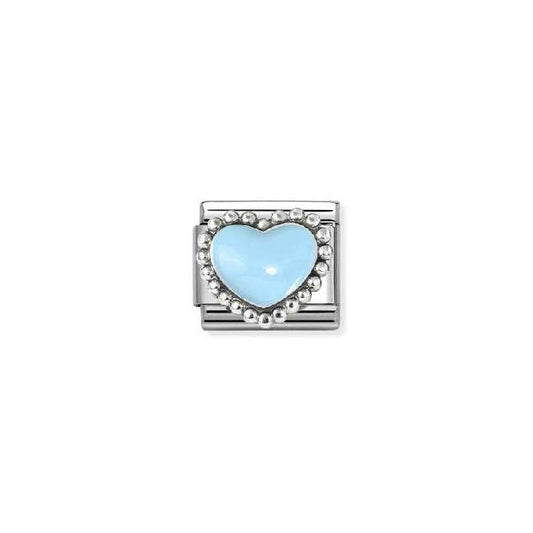 Classic Silver and Enamel Blue Raised Heart Love & Hearts Charms