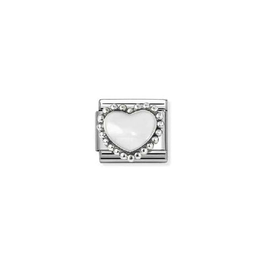 Classic Silver and Enamel White Raised Heart Love & Hearts Charms