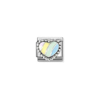 Classic Silver and Enamel Multicolored Raised Heart Love & Hearts Charms