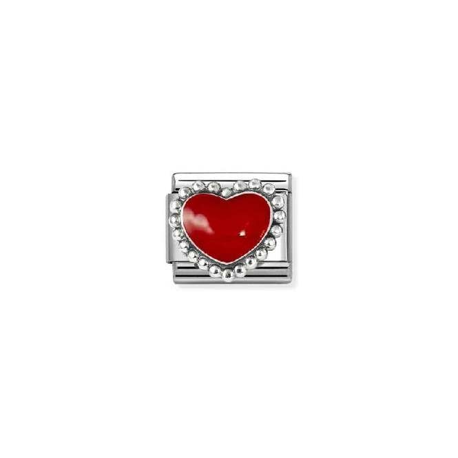 Classic Silver and Enamel Red Raised Heart Love & Hearts Charms