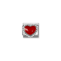 Classic Silver and Enamel Red Raised Heart Love & Hearts Charms
