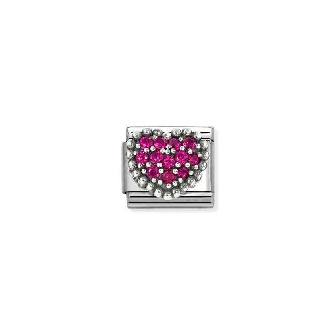 Classic Oxidised Silver and CZ Red Dot Heart Love & Hearts Charms