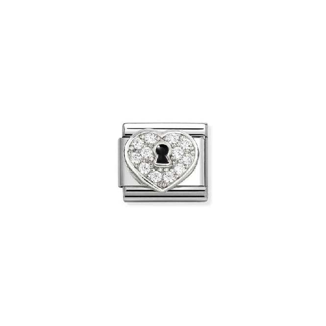 Classic Silver, Enamel and CZ Heart Padlock Love & Hearts Charms