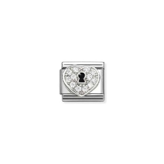 Classic Silver, Enamel and CZ Heart Padlock Love & Hearts Charms