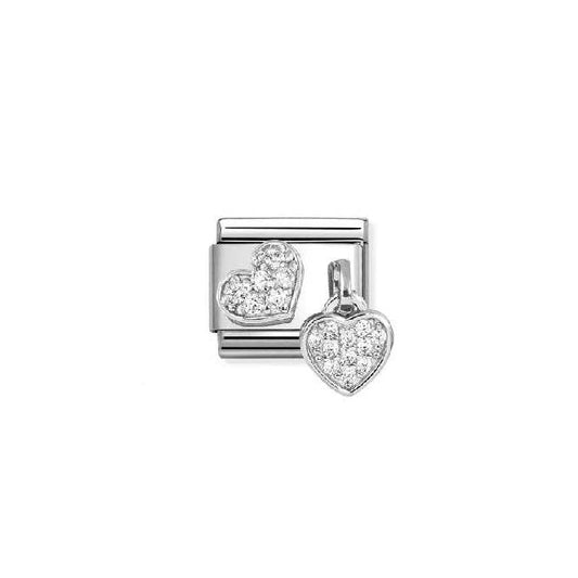 Classic Silver and CZ Pave Heart and Heart Sparkly & Stones Charms