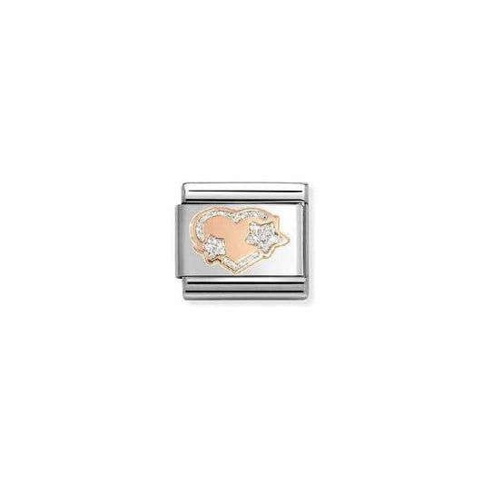 Classic Rose Gold and Enamel Silver Glitter Star Heart Love & Hearts Charms