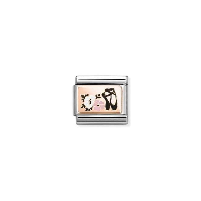 Classic Rose Gold and Enamel Ballet Shoes and Flowers Sports & Hobbies Charms
