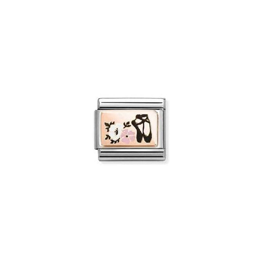 Classic Rose Gold and Enamel Ballet Shoes and Flowers Sports & Hobbies Charms