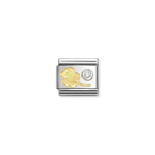 Classic Two-Tone Gold and Silver Myosotis with White CZ Flowers & Nature Charms