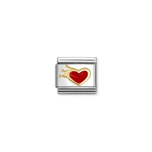 Classic Gold and Enamel Red Heart with Crown Love & Hearts Charms