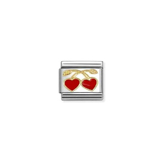 Nomination Classic Gold and Enamel Red Hearts Cherries Love & Hearts Charm