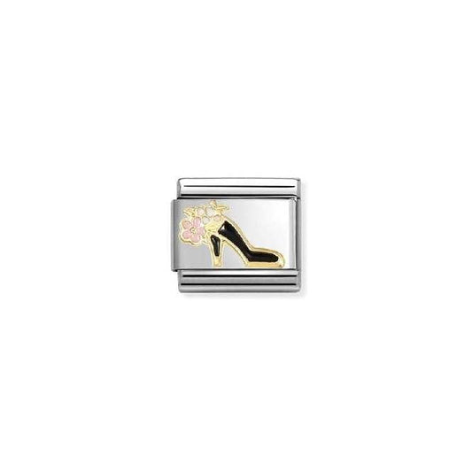 Classic Gold and Enamel Shoe with Black Flower Fashion & Fun Charms