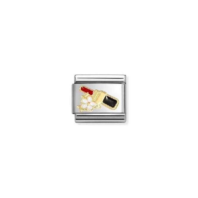 Nomination Classic Gold and Enamel Lipstick with Red Flower Fashion & Fun Charm