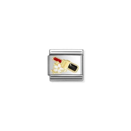 Nomination Classic Gold and Enamel Lipstick with Red Flower Fashion & Fun Charm