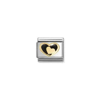 Classic Gold and Enamel Black Heart In Heart Love & Hearts Charms