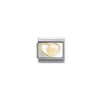 Classic Gold and Enamel White Heart In Heart Love & Hearts Charms