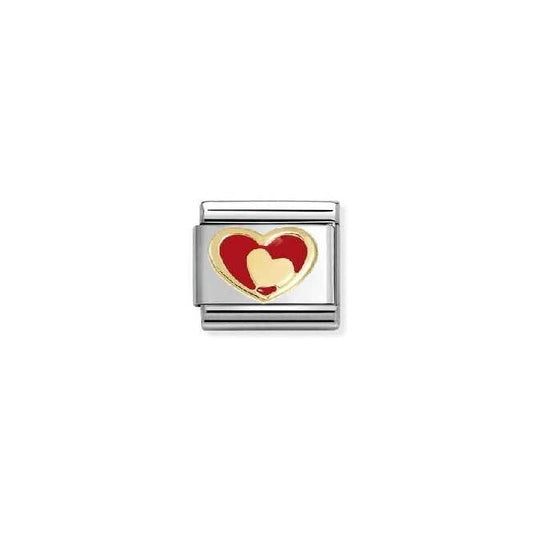 Nomination Classic Gold and Enamel Red Heart In Heart Love & Hearts Charm