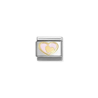 Classic Gold and Enamel Pink Heart In Heart Love & Hearts Charms