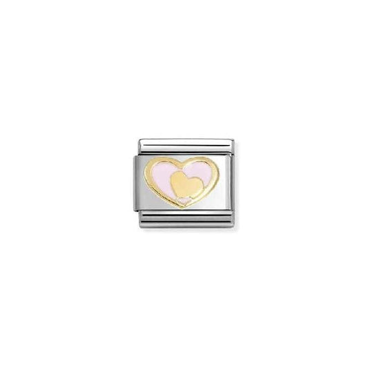Nomination Classic Gold and Enamel Pink Heart In Heart Love & Hearts Charm