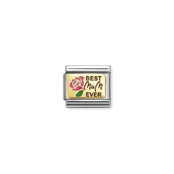 Nomination Classic Gold and Enamel Pink Best Mum Ever Friends & Family Charm