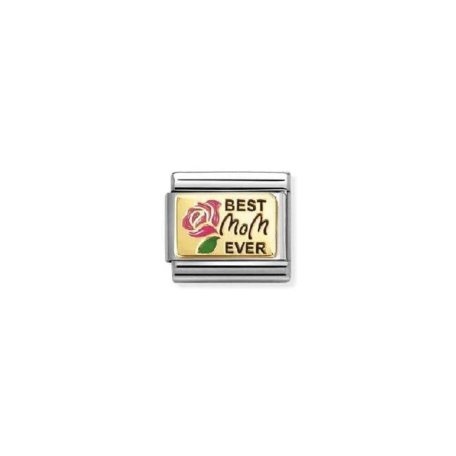 Nomination Classic Gold and Enamel Pink Best Mom Ever Friends & Family Charm