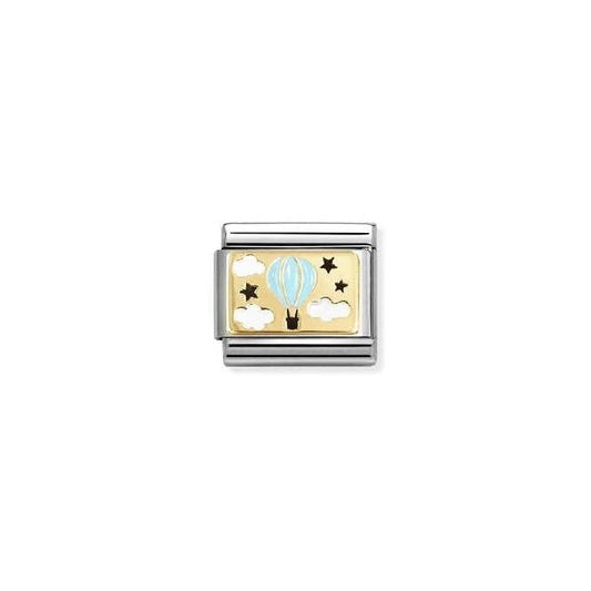 Nomination Classic Gold and Enamel Blue Hot Air Balloon Friends & Family Charm