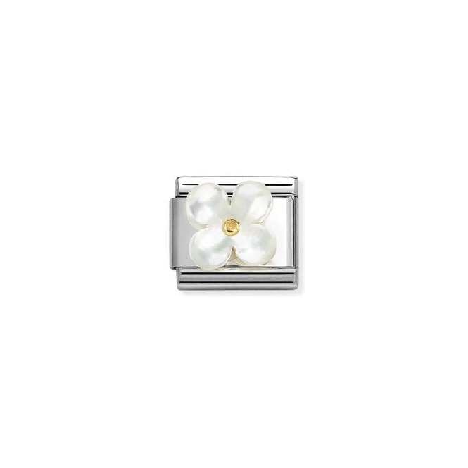 Classic Gold and White Mother Of Pearl Flower Flowers & Nature Charms