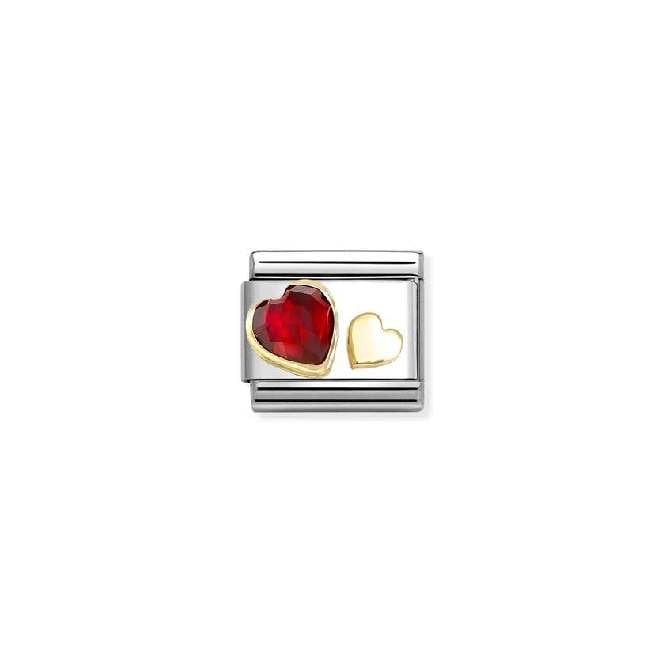 Classic Gold and CZ Facetted Red Heart Love & Hearts Charms