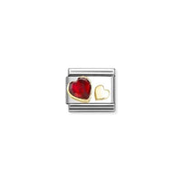 Classic Gold and CZ Facetted Red Heart Love & Hearts Charms