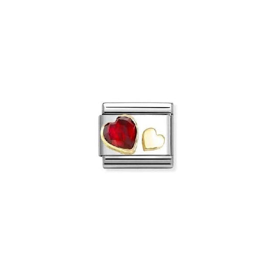 Classic Gold and CZ Facetted Red Heart Love & Hearts Charms