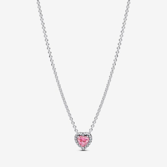 Pink Elevated Heart Necklace, 45cm