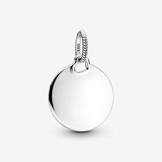 Engravable Silver Round Tag Pendant