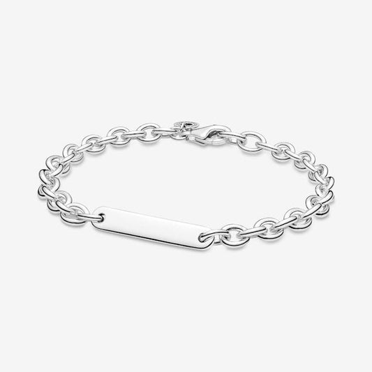 Engravable Silver Bar Link Bracelet, 18cm