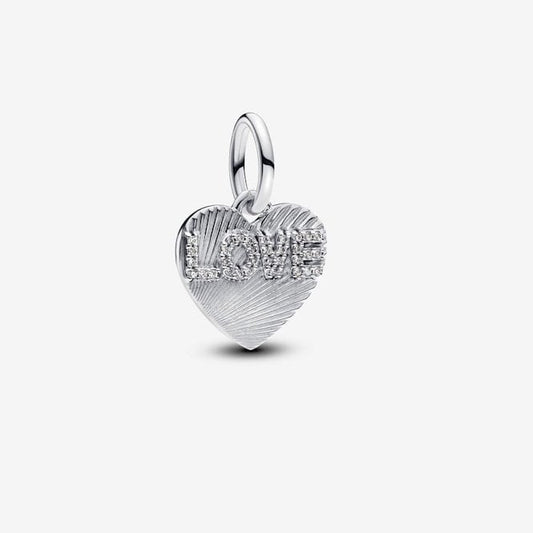 Engravable Sparkling Love Heart Dangle Charms