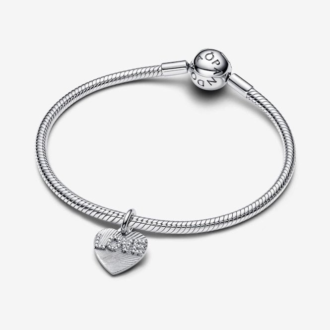 Engravable Sparkling Love Heart Dangle Charms