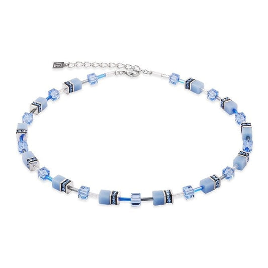 GeoCUBE Iconic Mono Necklace in Silver & Blue