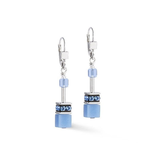 GeoCUBE Iconic Mono Earrings in Silver & Blue