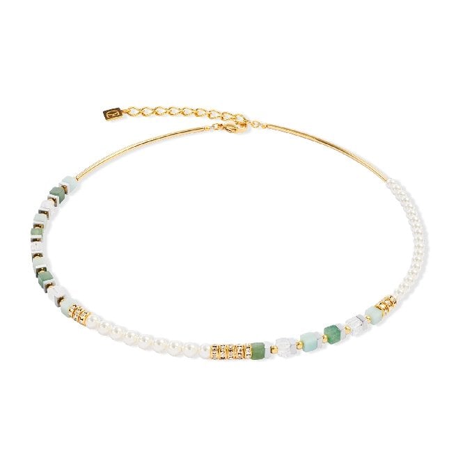Precious Fusion Offset Necklace in Gold with Green