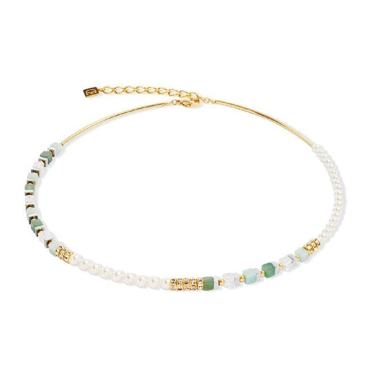 Precious Fusion Offset Necklace in Gold with Green