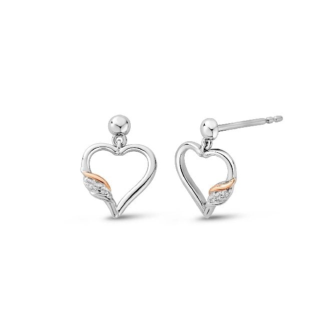 Past Present Future Silver Heart Earrings
