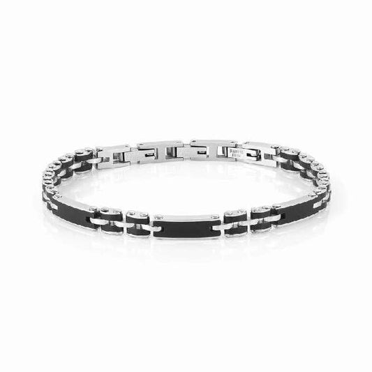 Strong Mixed Steel Link Bracelet in Black