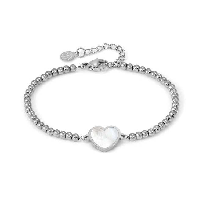 Emosfere White Heart Bracelet in Silver & Mother of Pearl