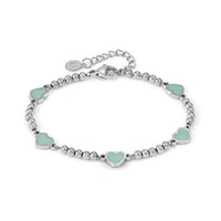 Emosfere 5 Aqua Green Hearts Bracelet in Silver & Enamel