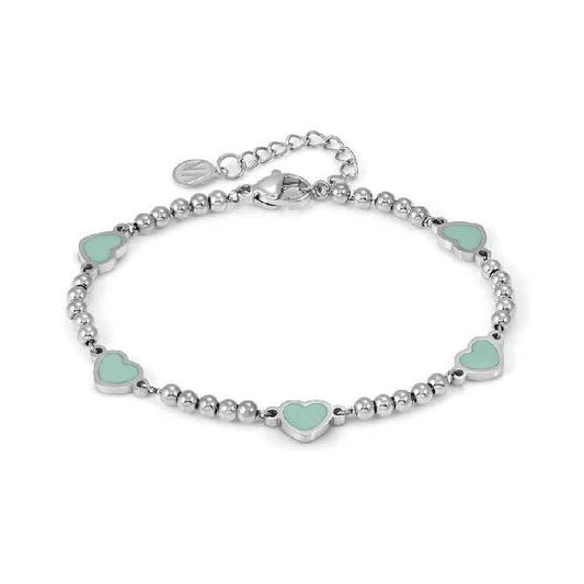 Emosfere 5 Aqua Green Hearts Bracelet in Silver & Enamel