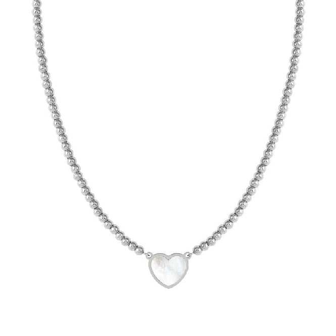 Emosfere White Heart Necklace in Silver & Mother Of Pearl